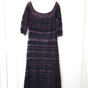Liz Potter for Jeannie and Elizabeth Brown and Black Lace Maxi Dress
